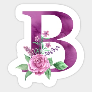 Floral Monogram B Beautiful Rose Bouquet Sticker